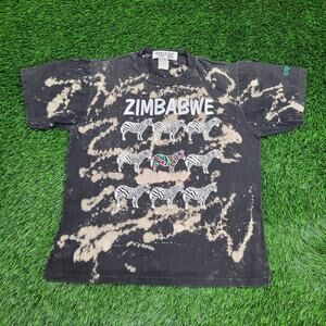 Vintage Zimbabwe Zebra Shirt Womens XL 21x25 Upcycled